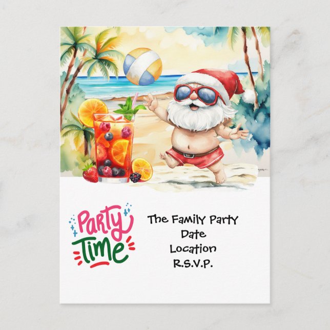 SANTA CLAUS  at Hawaii Beach for Christmas Holiday Postcard (Front)