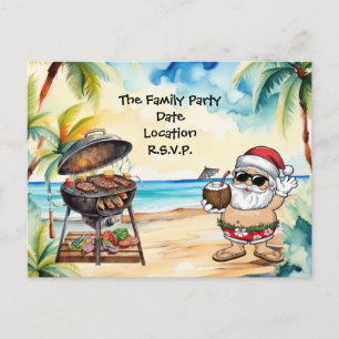 SANTA CLAUS  at Hawaii Beach for Christmas Holiday Postcard