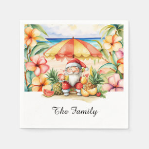 SANTA CLAUS  at Hawaii Beach for Christmas Napkins