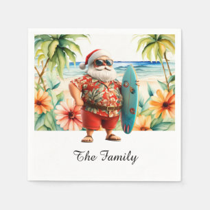 SANTA CLAUS  at Hawaii Beach for Christmas Napkins