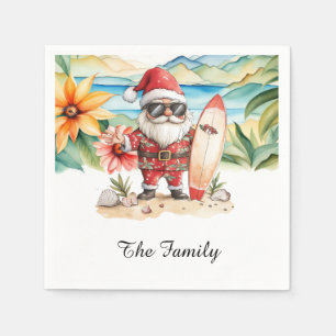 SANTA CLAUS  at Hawaii Beach for Christmas Napkins