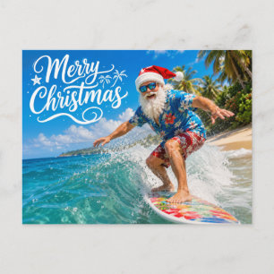 SANTA CLAUS at Hawaii Beach for Christmas Postcard