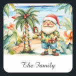SANTA CLAUS  at Hawaii Beach for Christmas Square Sticker<br><div class="desc">Bring the magic of the holidays to the tropics with this delightful square sticker featuring Santa Claus enjoying a sunny day at the beach! Decked out Perfect for adding a touch of island charm to your holiday cards, gifts, or decorations. Celebrate Christmas in paradise with this unique design that captures...</div>