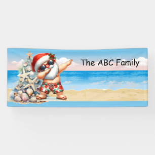 Santa Claus at the beach Christmas in July Party Banner