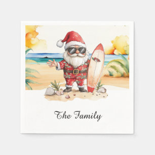 SANTA CLAUS  at the Beach for Christmas in July  Napkins
