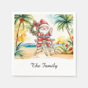 SANTA CLAUS  at the Beach for Christmas in July  Napkins