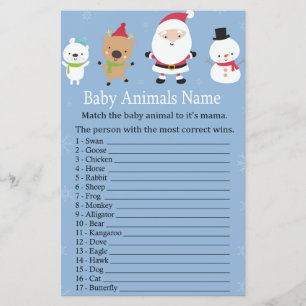 Santa Claus Baby Animals Name Game baby shower
