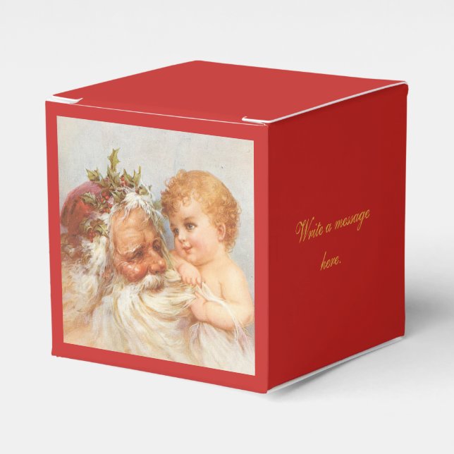 Santa Claus Baby Christmas Party Baby Shower Cube Favor Boxes (Front Side)
