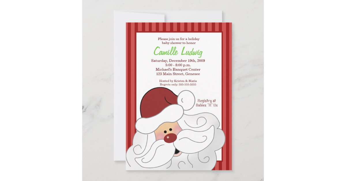 SANTA CLAUS Baby Shower Christmas Invitation | Zazzle