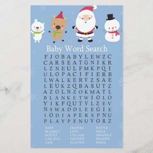 Santa Claus Baby Shower Word Search Game