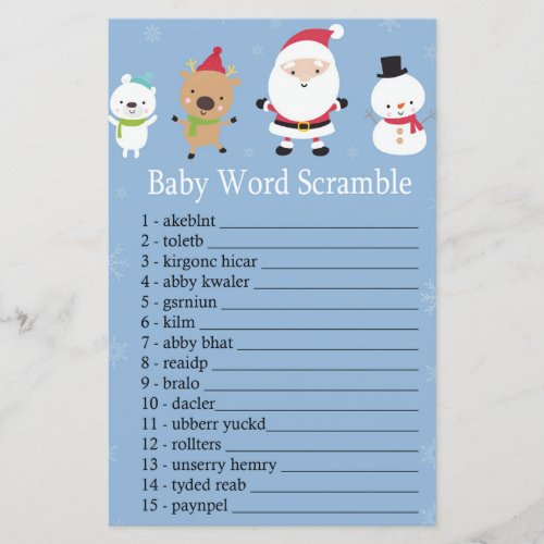 Santa Claus Baby word scramble game