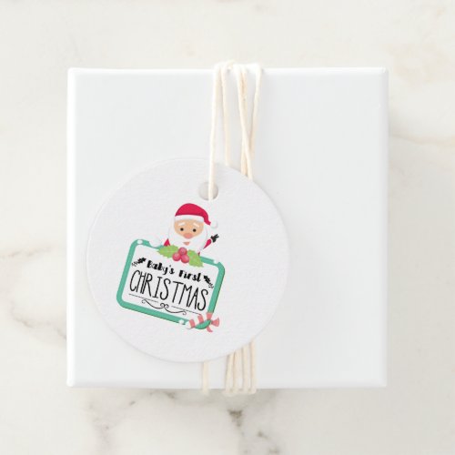 Santa Claus _ babys first Christmas Favor Tags