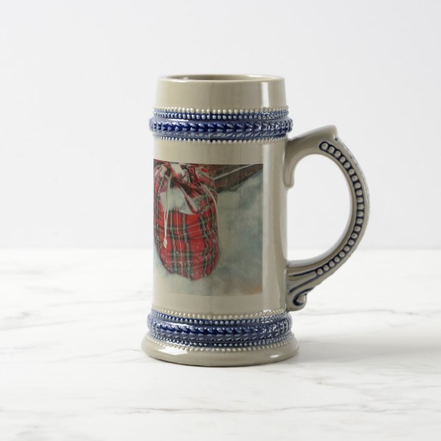 Santa Claus Bag in snow Beer Stein (Right)