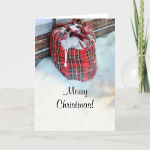Santa Claus Bag in snow Holiday Card