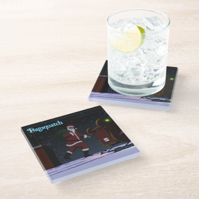 Santa Claus - Bagsquatch Glass Coaster (Angled)