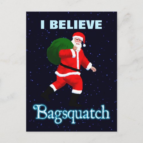 Santa Claus _ Bagsquatch Holiday Postcard