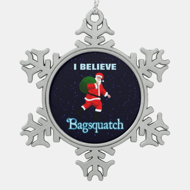 Santa Claus - Bagsquatch Snowflake Pewter Christmas Ornament (Front)