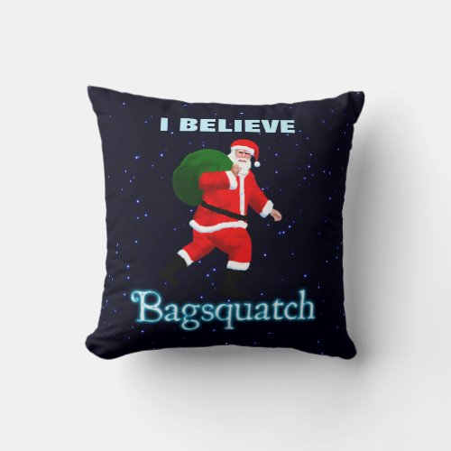 Santa Claus _ Bagsquatch Throw Pillow