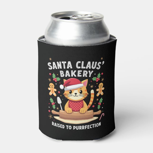 Santa Claus Bakery Kneaded To Purrfection Christma Can Cooler (Can Front)