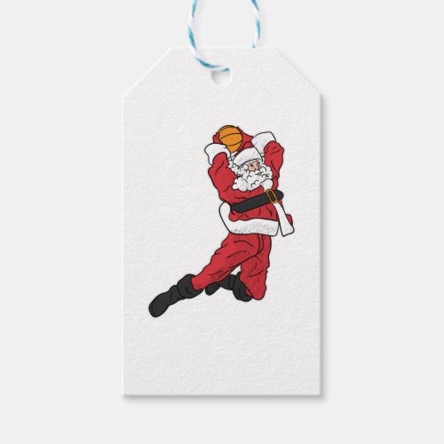 Santa Claus Basketball Christmas Gift  Present Gift Tags