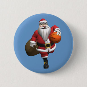 Santa Claus Basketball Player Button