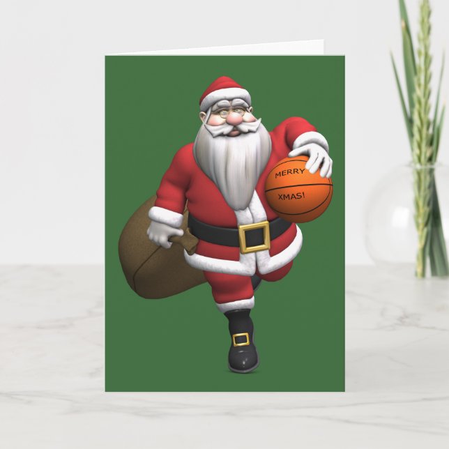 Santa Claus Basketball Player Holiday Card (Front)