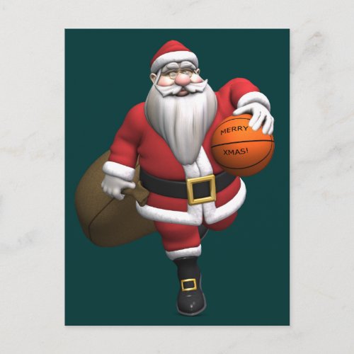 Santa Claus Basketball Player Holiday Postcard