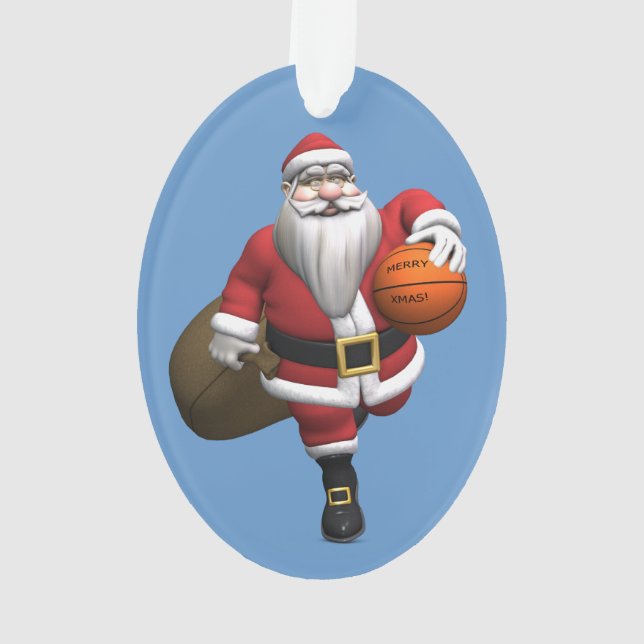 Santa Claus Basketball Player Ornament (Back)