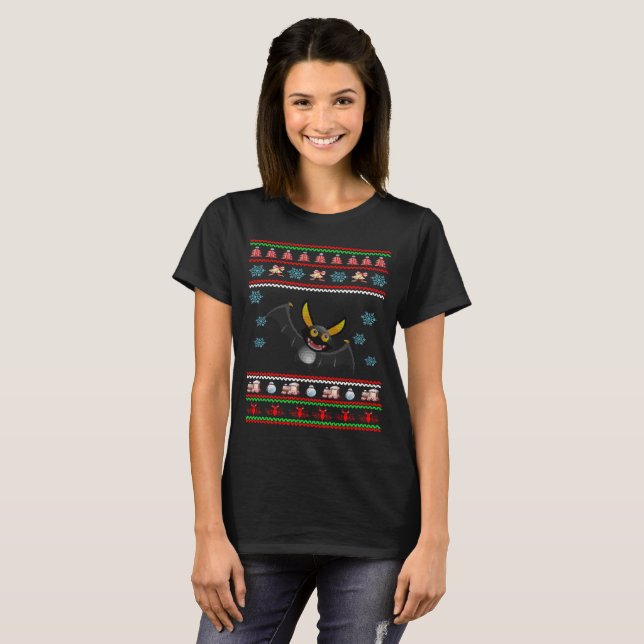 Santa Claus Bat Christmas Ugly Sweater T-Shirt (Front Full)