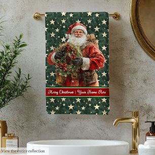 Santa Claus Bath Towels in Trendy Watercolor