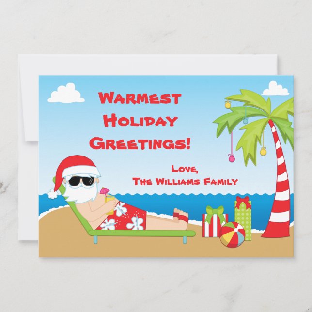 Santa Claus Beach Christmas Card (Front)