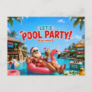 Santa Claus Beach Christmas Party Invitation Postcard