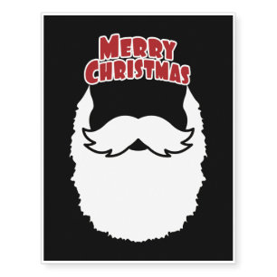 Santa Claus Beard Funny Christmas Matching Pajamas Temporary Tattoos