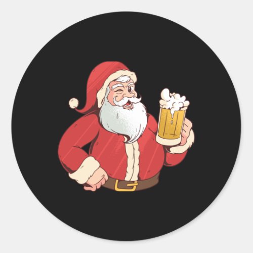 Santa Claus beer Classic Round Sticker