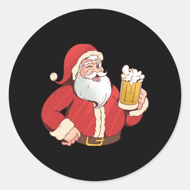 Santa Claus beer Classic Round Sticker (Front)