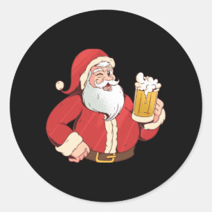 Santa Claus beer Classic Round Sticker