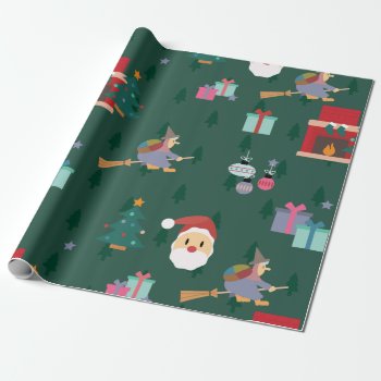 Santa Claus Befana Wrapping Paper by funnychristmas at Zazzle