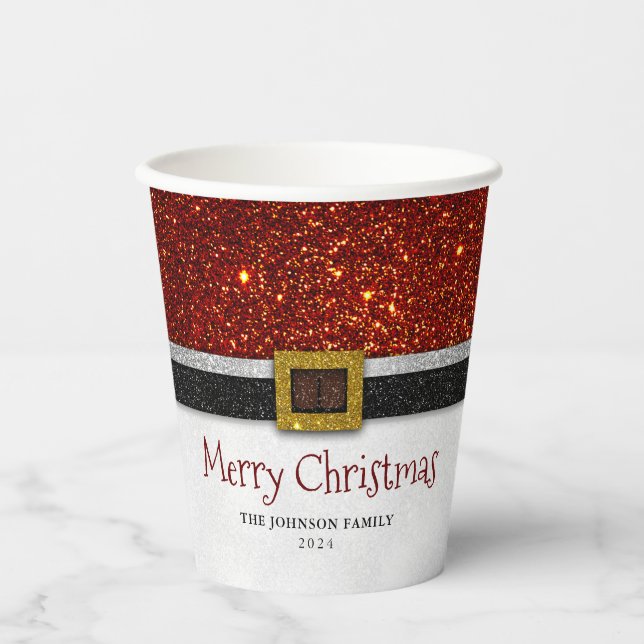 Santa Claus Belt and Buckle - Merry Christmas Paper Cups (Front)