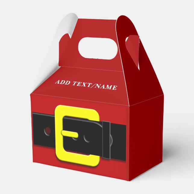 Santa Claus Belt Custom Name Favor Boxes (Front Side)