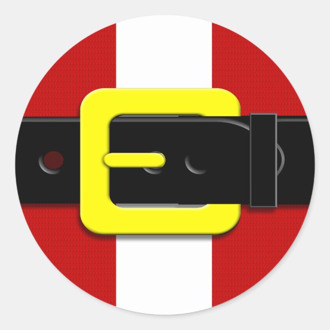Santa Claus Belt Red Yellow And White Classic Round Sticker (Front)