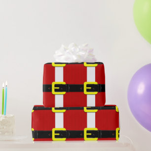 Santa Claus Belt Red Yellow And White Wrapping Paper