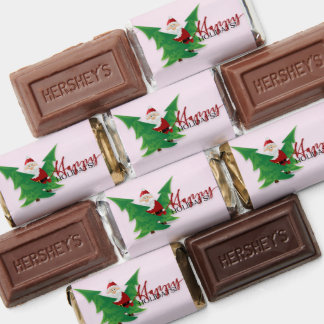 Santa Claus Between Pine Trees Candy Wrapper Hershey's Miniatures