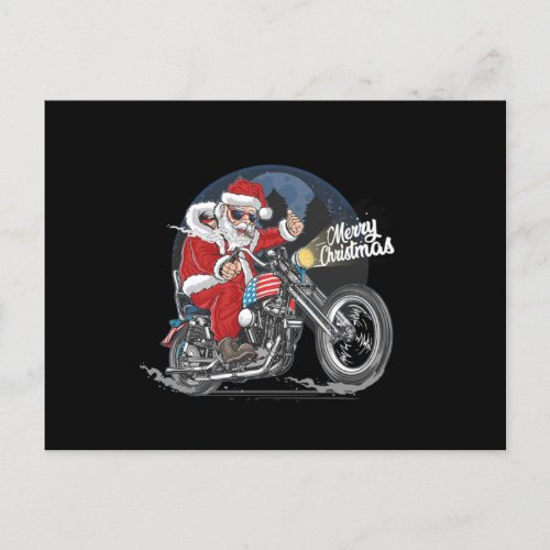 Santa Claus Biker US Flag Motorcycle Christmas Gif Postcard