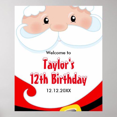 Santa Claus Birthday Party Welcome Sign