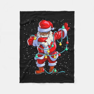 Santa Claus Black Christmas Afro African American Fleece Blanket