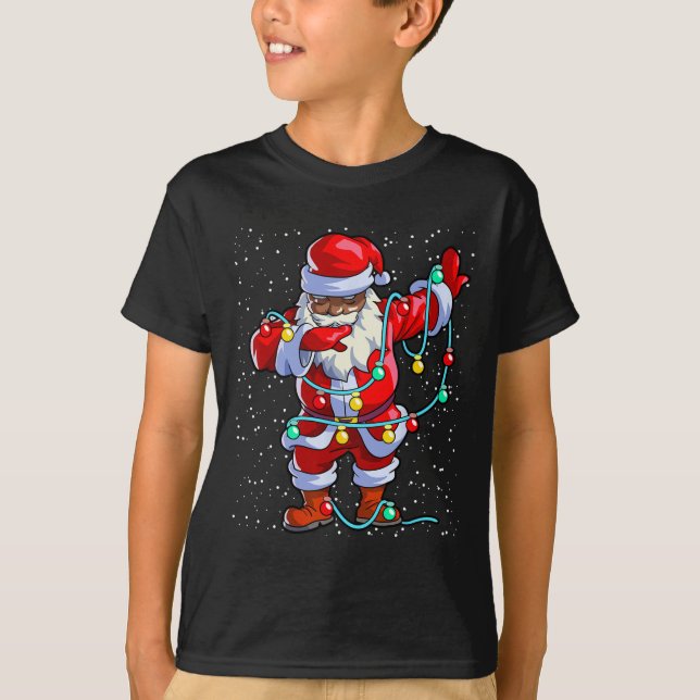 Santa Claus Black Christmas Afro African American  T-Shirt (Front)