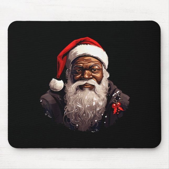 Santa Claus Black Christmas Xmas Santa Afro Africa Mouse Pad (Front)