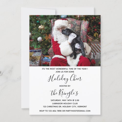 Santa Claus Black Labrador Cute Puppy Christmas Invitation