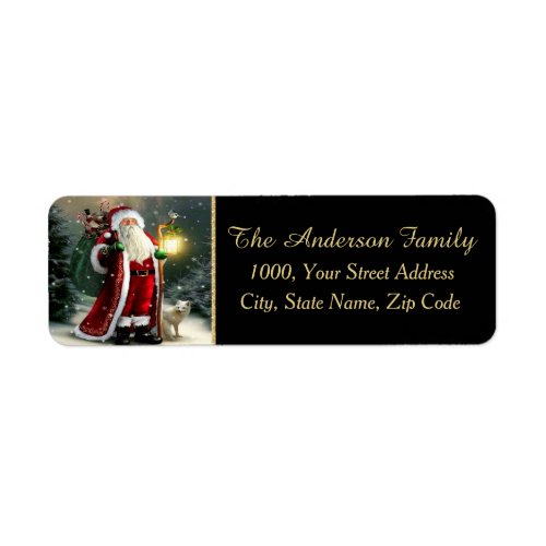 Santa Claus Black Return Address Label