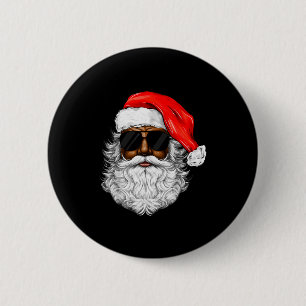 Santa Claus Black Xmas Santa Afro African American Button